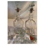 Vintage Whiskey Bottles, Shot Glasses, Whiskey Glasses