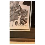 Dale Earnhardt Sr and Jr Black and White Lithograph