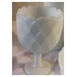 Eight Pieces of White Milk Glass