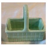 Vintage Green Planter, Basket, Covered Dish