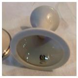 Ballerina Oven Proof Bowl and Platter with matching Cream and Sugar and a pair of Lenox Candle Holders
