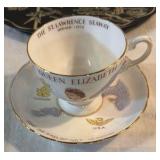 Souvenir Trays, Plate, and Cup and Saucer