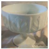 Eight Pieces of White Milk Glass