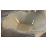 Eight Pieces of White Milk Glass