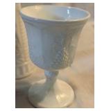 Eight Pieces of White Milk Glass