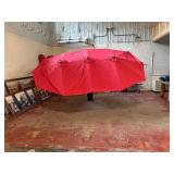 Large red patio umbrella