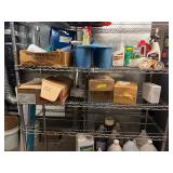 shelving unit with contents