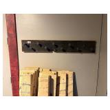 Railroad spike coat rack(?)