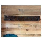 Railroad spike coat rack(?)