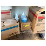 all contents of shelves and on floor