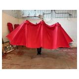 Large red patio umbrella
