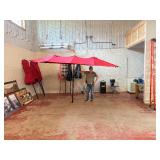 Large red patio umbrella