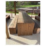 Sturdy Wooden picnic table with benches. 10ft long
