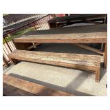 Sturdy Wooden picnic table with benches. 10ft long