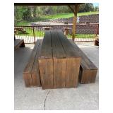 Sturdy Wooden picnic table with benches. 10ft long