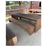 Sturdy Wooden picnic table with benches. 10ft long