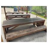 Sturdy Wooden picnic table with benches. 10ft long