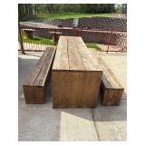 Sturdy Wooden picnic table with benches. 10ft long