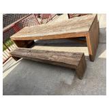 Sturdy Wooden picnic table with benches. 10ft long