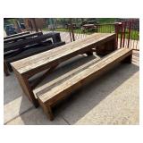 Sturdy Wooden picnic table with benches. 10ft long