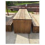 Sturdy Wooden picnic table with benches. 10ft long