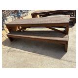 Sturdy Wooden picnic table with benches. 10ft long