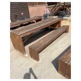 Sturdy Wooden picnic table with benches. 10ft long
