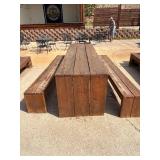 Sturdy Wooden picnic table with benches. 10ft long