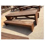 Sturdy Wooden picnic table with benches. 10ft long