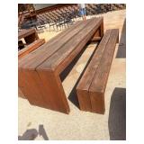 Sturdy Wooden picnic table with benches. 10ft long