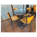 Black high top and 4 bar stools