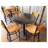Black high top and 4 bar stools