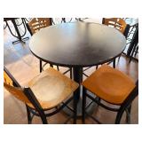Black high top and 4 bar stools