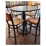 Black high top and 4 bar stools