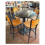 Black high top and 4 bar stools