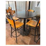 Black high top and 4 bar stools