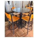 Black high top and 4 bar stools