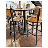 Black high top and 4 bar stools