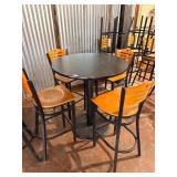 Black high top and 4 bar stools