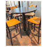 Black high top and 4 bar stools