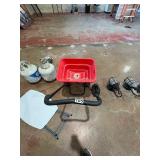 Mixed lot, propane tanks.  One with heater