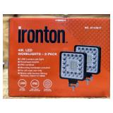 Ironton LED Truck Worklight, 4in., 1600 Lumens, Clear Lens, 2-Pack