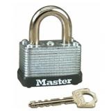Master Lock 2.1 in. H X 1-1/2 in. W Laminated Steel Warded Locking Padlock Keyed Alike MSRP $60 (lot of 12)