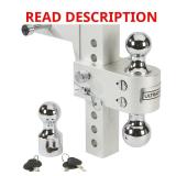 Ultra-Tow 8in. Adjustable Aluminum Dual Ball Mount with Third Ball, Class IV, 12,000-Lb. GTW, 8in. Drop, 8-3/4in. Rise, 2in. Receiver MSRP $219.99 (missing one hitch)