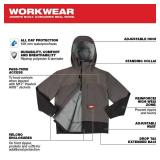 Milwaukee- Men's X-Large Gray HYDROBREAK Layer Rain Shell Jacket MSRP $74