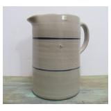 Vintage Blue Striped Stoneware Pitcher
