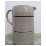 Vintage Blue Striped Stoneware Pitcher