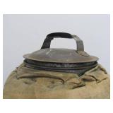Vintage 1930's era Lidded Bucket or Jar Wrapped in Old Seed Bag