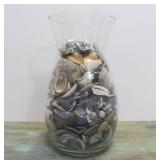 Large Vase Full of Assorted Seashells