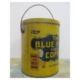 Antique Saint Paul BLUE FLAME COFFEE 5lb Metal Advertising Can w/Lid
